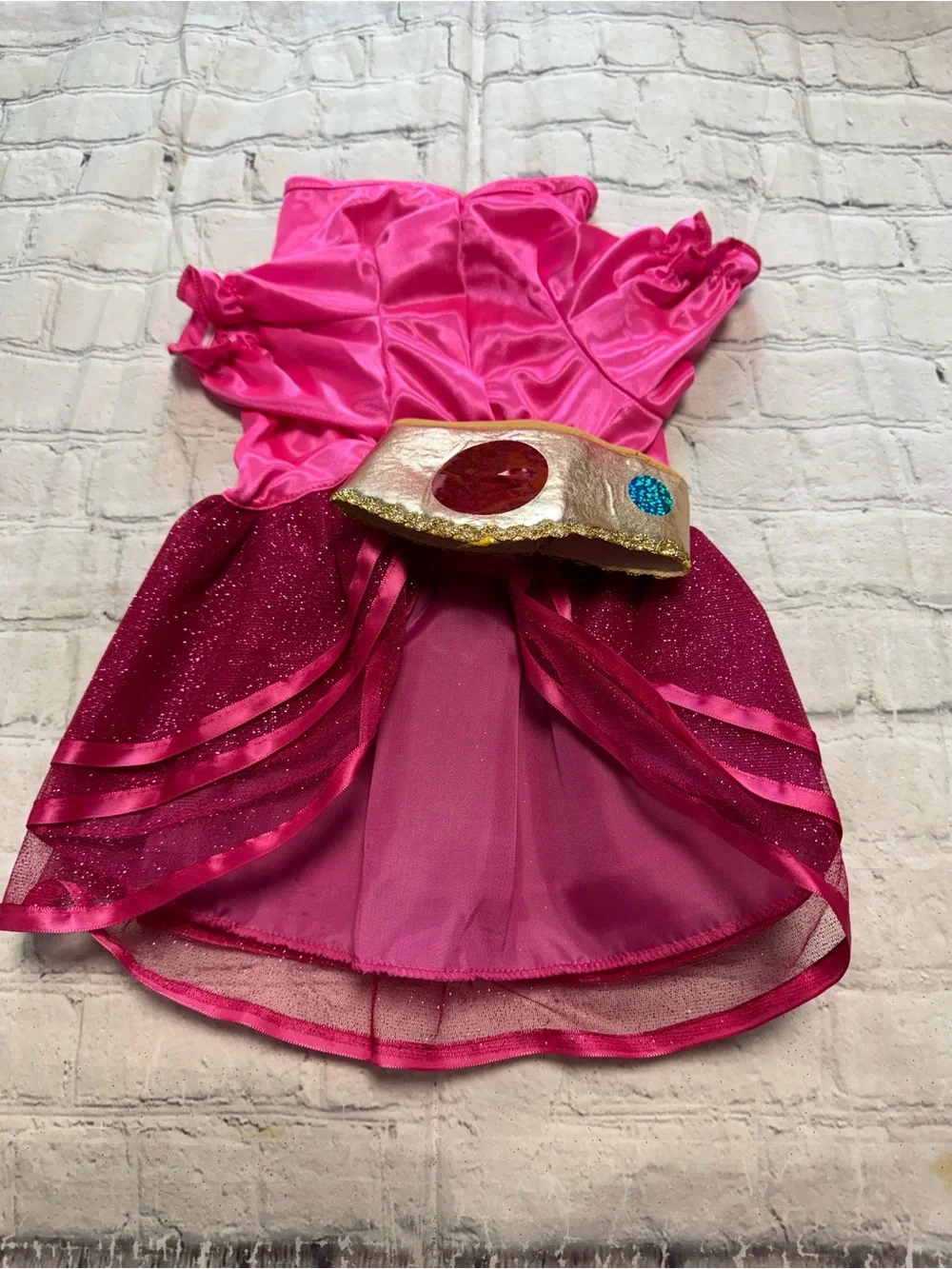 Pet Warrior Dog Princess Costume Dress with Emblem. Halloween costume.